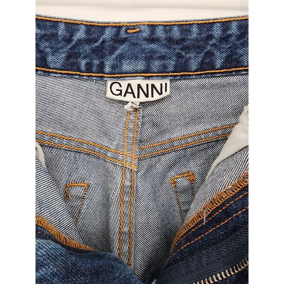 Ganni Dark Indigo Heavy Denim Straight Leg Jeans Women's Size 28 - Picture 7 of 11